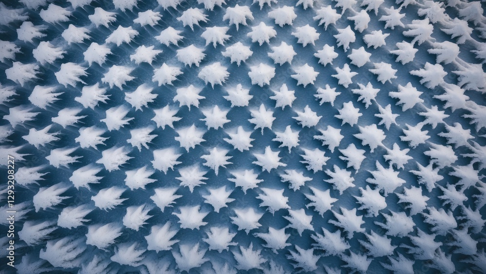 Poster unique frost patterns on snow create a visually captivating texture resembling intricate designs in 