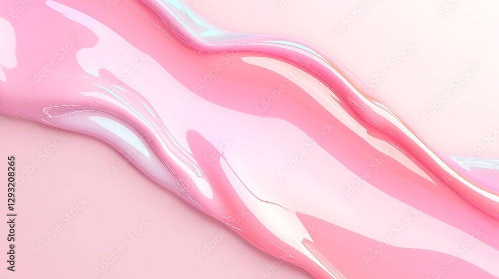 Poster smooth flowing pink liquid texture with glossy finish on soft background for artistic and design use