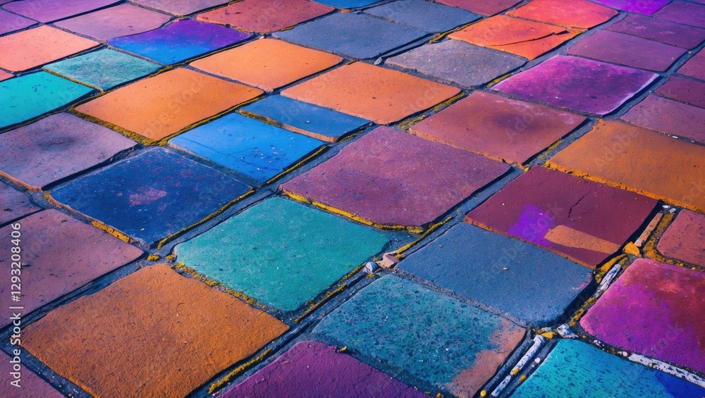 Poster colorful paving slabs abstract background featuring vibrant textures and patterns ideal for artistic