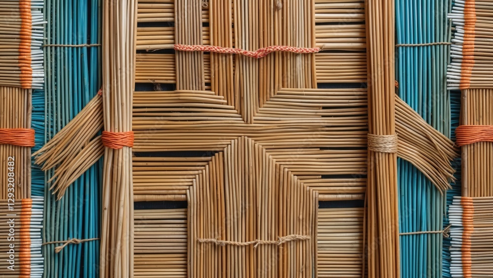 Poster reed weaving mat pattern with vintage style ideal for background and artistic design elements in var