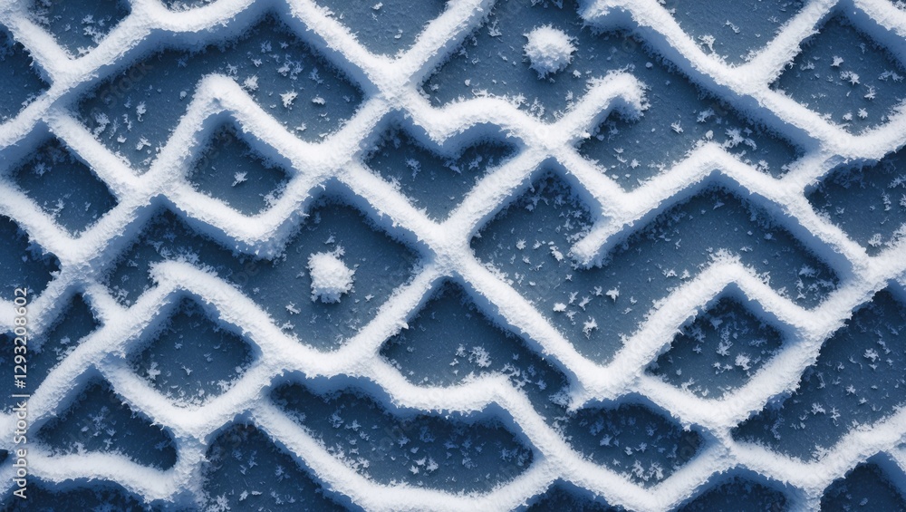 Poster textured snow patterns with intricate designs created by frost, ideal for backgrounds and graphic de