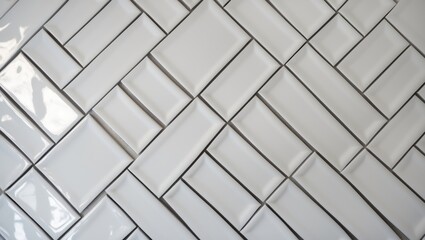 Elegant white tiles arranged in diagonal stripes for modern interior design inspiration and home renovation projects.