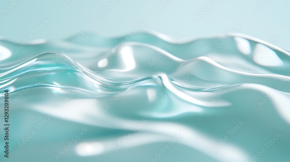 Poster smooth flowing waves of translucent fabric or liquid creating an ethereal and serene background desi