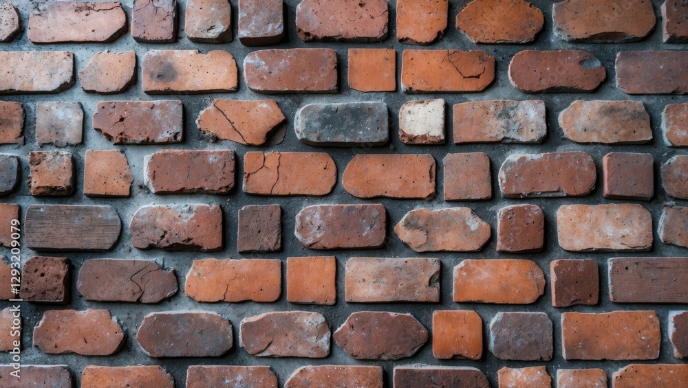 Poster textured pattern of weathered bricks on a wall showcasing warm earthy tones and rustic charm suitabl