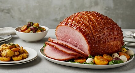 Easter specialty, baked Easter ham, with a unique maple-bourbon glaze.