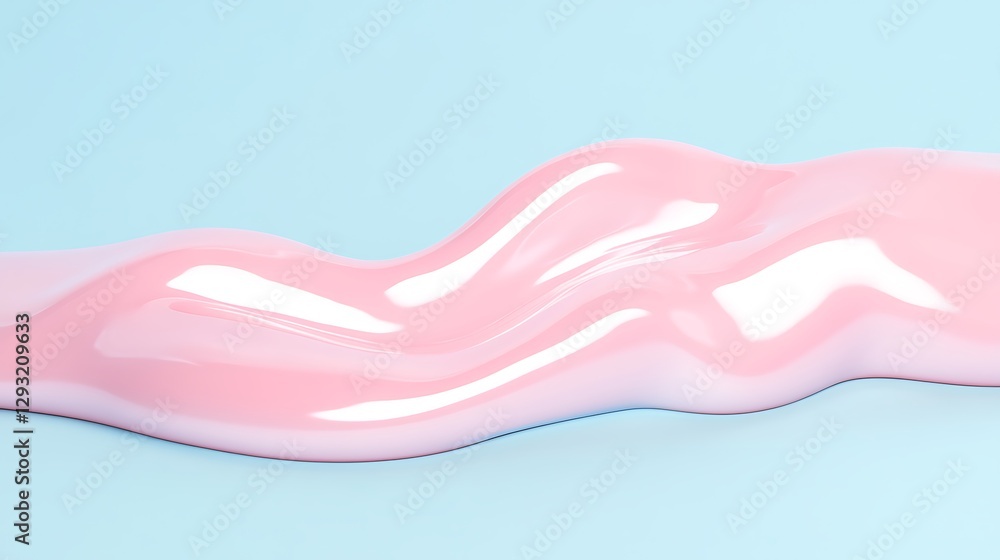 Poster smooth pink liquid wave on light blue surface creating an abstract artistic background for creative 