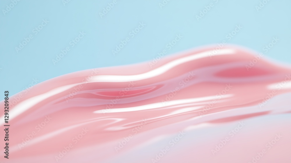 Poster smooth pink waves on a soft blue background creating an abstract and serene visual experience for de