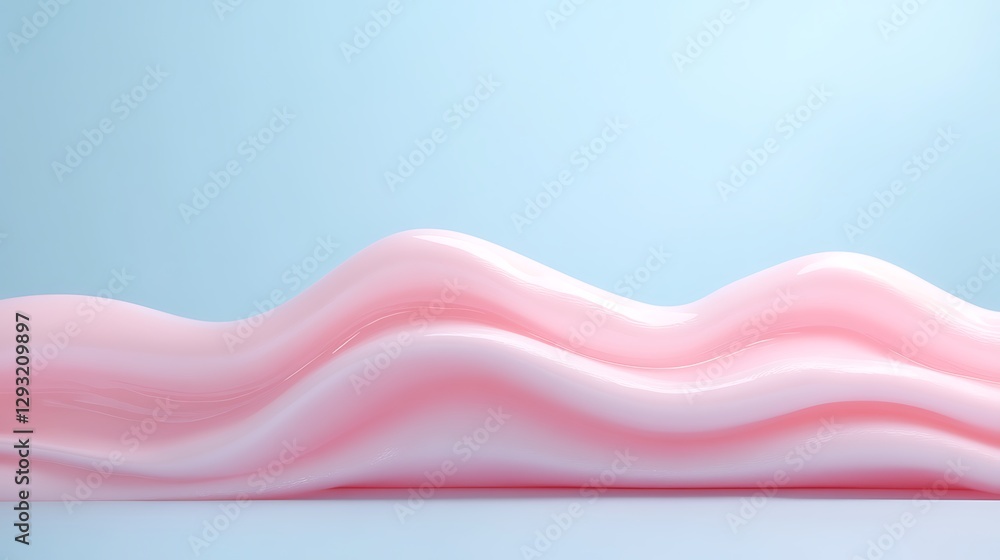 Poster smooth pink waves with soft blue background for abstract art and design concepts