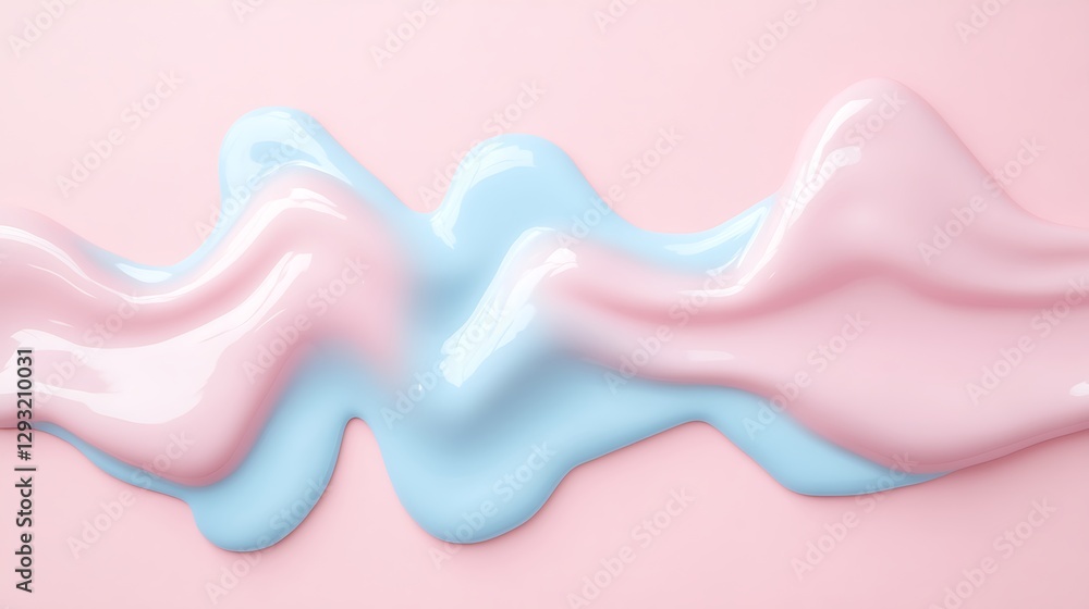Poster smooth wave pattern of pink and blue liquid on a pastel background creating a calming artistic visua
