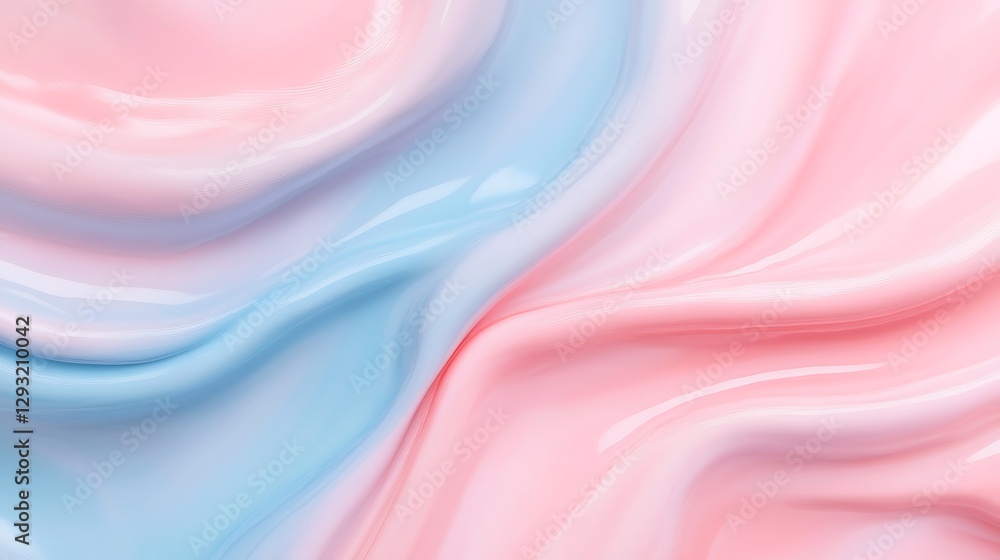 Poster smooth wave patterns in soft blue and pink color tones for abstract background or design use