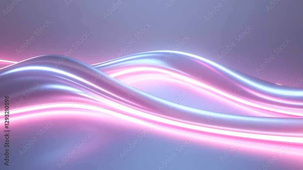 Poster smooth waves of light in pink and blue tones with subtle highlights and reflections for abstract bac