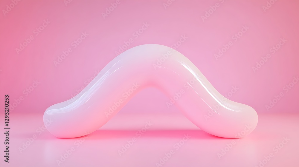 Poster smooth white curved shape on pink background for minimalist and modern design concepts