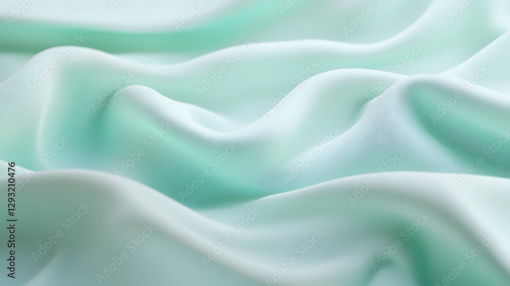 Aufkleber soft and flowing mint green fabric texture with gentle waves and subtle light reflections for backgr