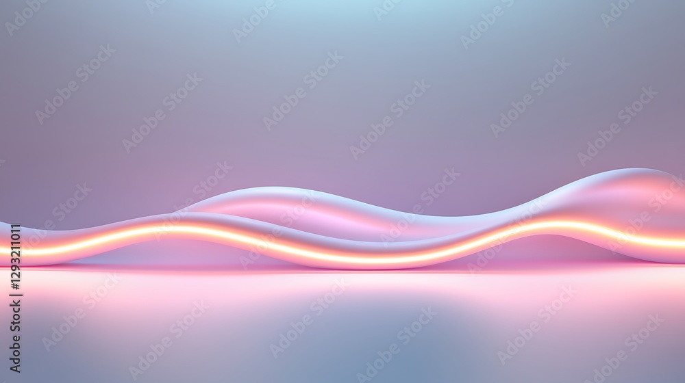 Aufkleber soft curved waves with gentle glow in pastel colors on smooth background for modern design concepts