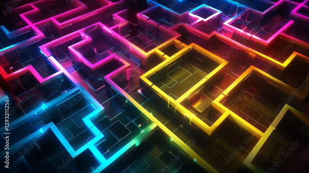 Poster digital technology background. square shapes background. futuristic technology. abstract technology 
