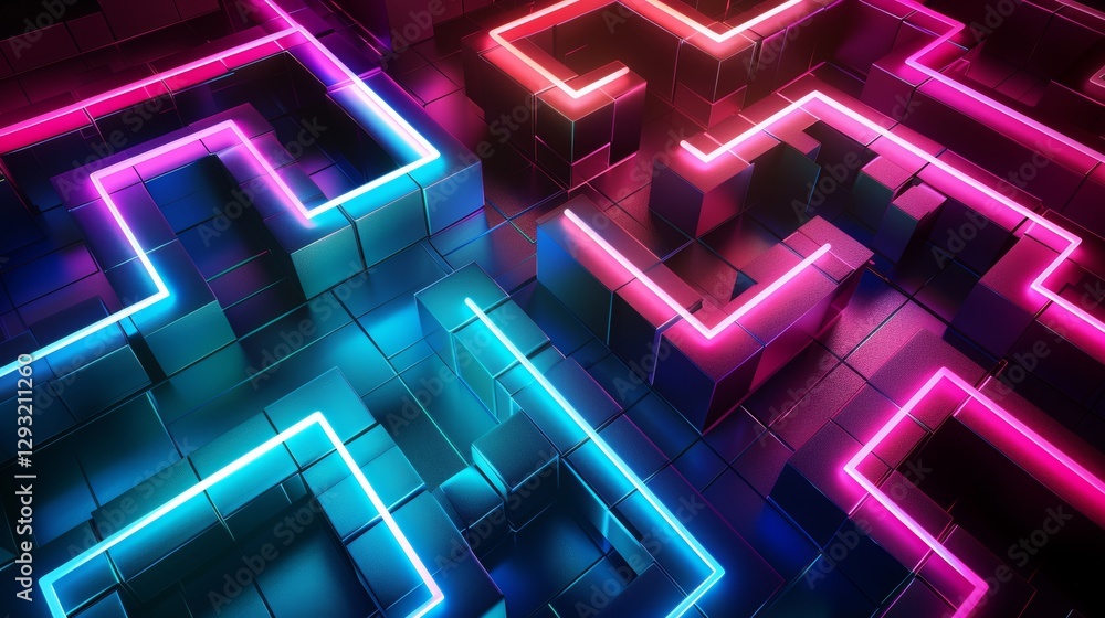 Poster digital technology background. square shapes background. futuristic technology. abstract technology 