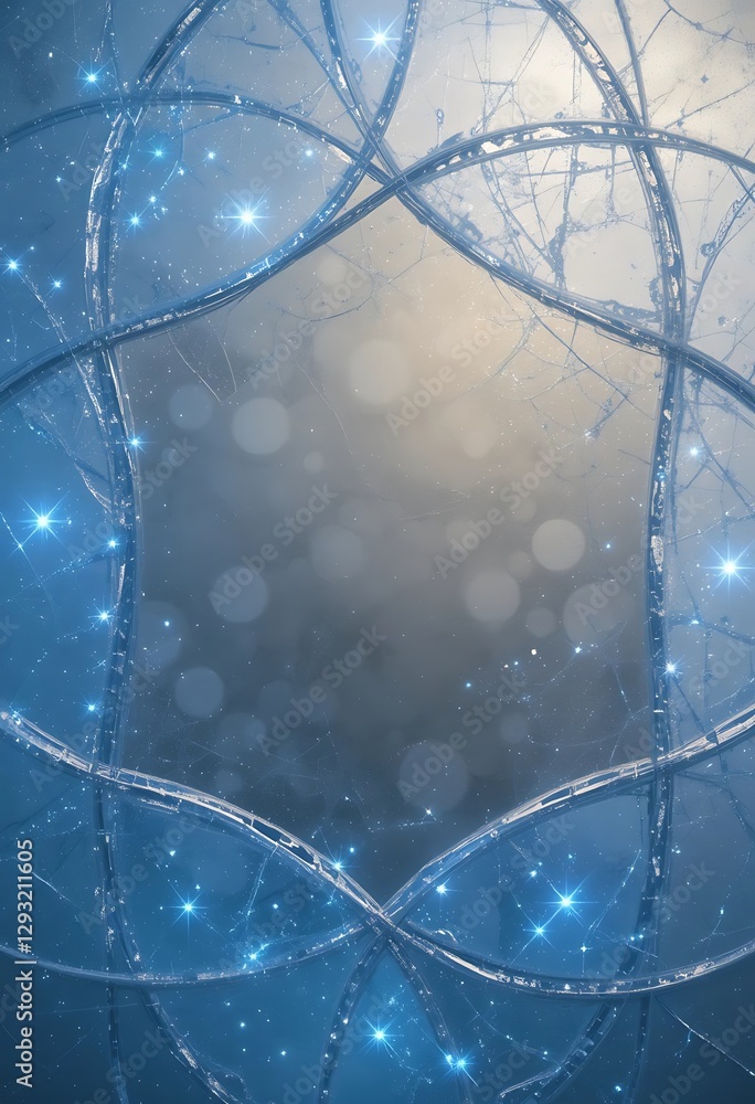 Poster elegant circular curves and star-like sparkles in abstract composition