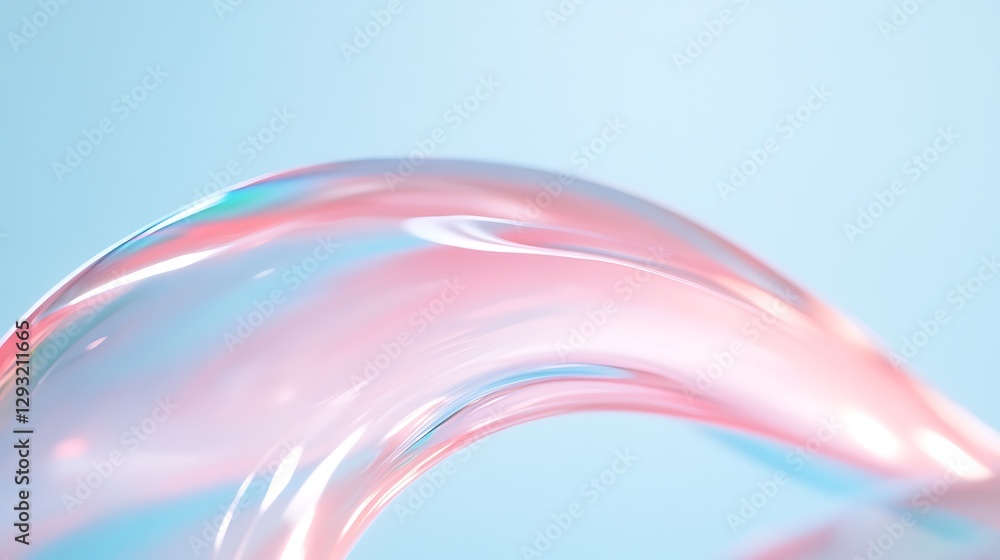 Poster soft flowing wave of colorful transparent material with blue background for abstract art and design