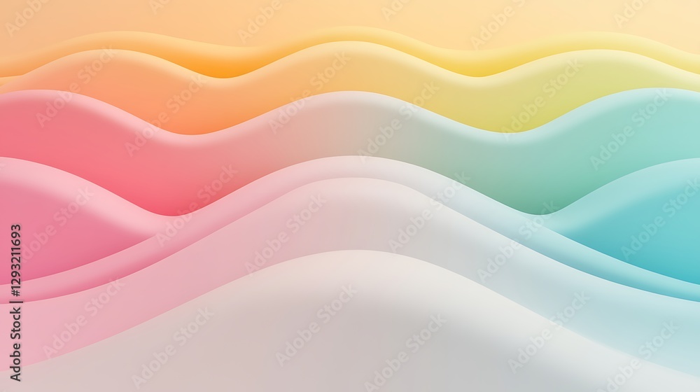 Poster soft flowing waves in pastel colors for background and design use in creative projects and digital m