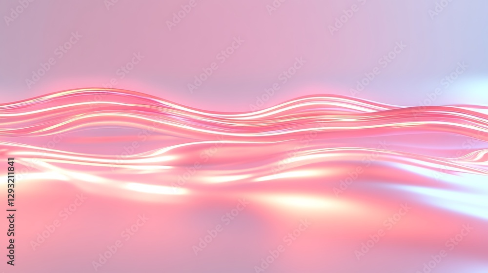 Poster soft flowing waves of pink and blue light on a smooth background for abstract art and design concept