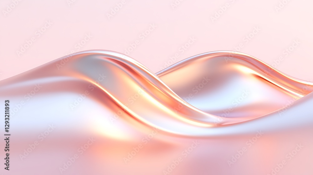 Poster soft flowing waves of shiny fabric in pastel colors creating a serene and dreamy atmosphere for desi