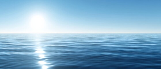 Obraz premium A calm and peaceful ocean with a bright sun shining on the water