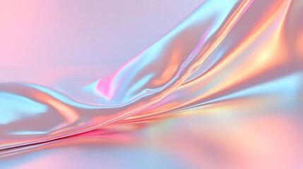 Naklejka premium Soft Iridescent Fabric Flowing in Pastel Hues Under Gentle Light for Abstract Backgrounds and Designs