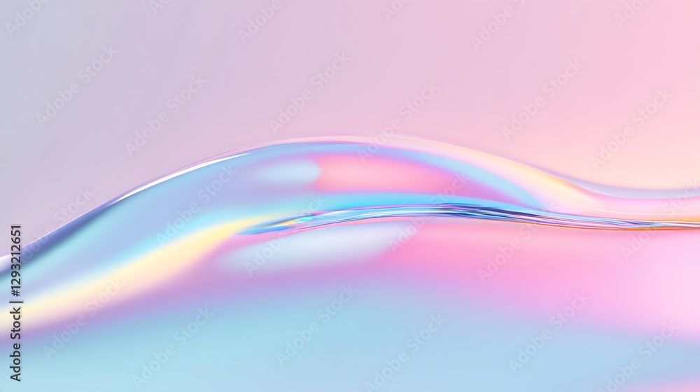Poster soft iridescent wave on a pastel background with smooth gradient and gentle reflection of light