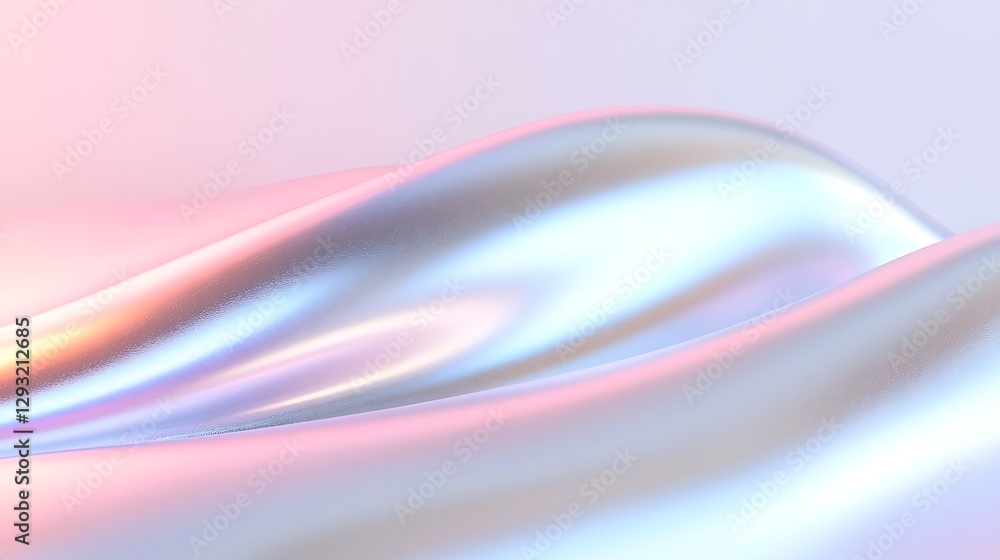 Poster soft iridescent waves creating a dreamy background with subtle hues of pink and blue in a minimalist