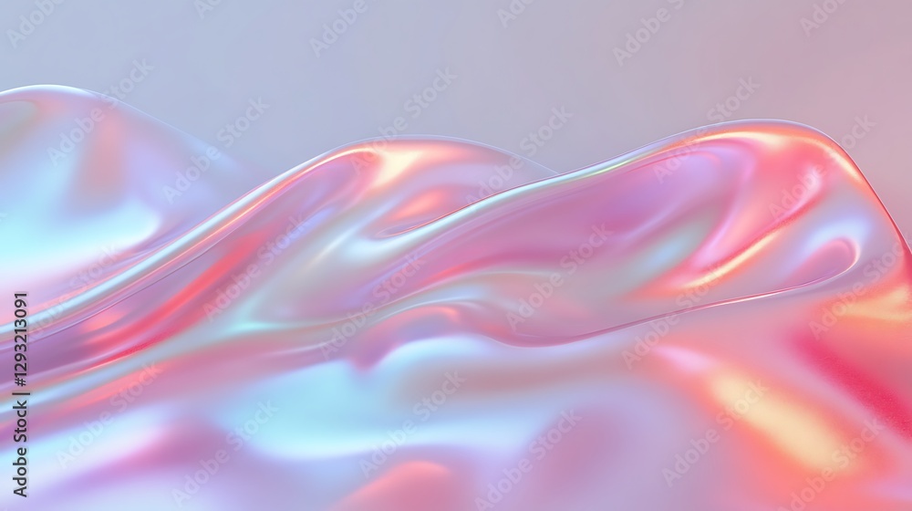 Poster soft iridescent waves of fabric or material with colorful light reflections and gradients