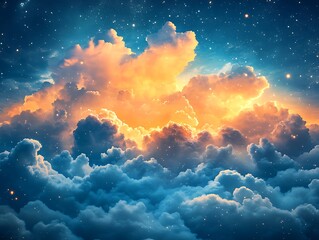 Celestial Cloudscape Night Sky Above