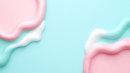 Soft Pastel Colors with Fluid Shapes of Pink and White on a Calm Blue Background for Artistic Design Projects