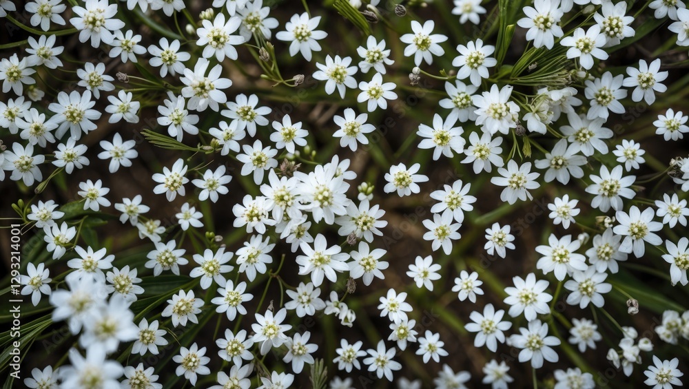 Aufkleber delicate white wildflowers creating a serene natural pattern in a top view presentation ideal for na