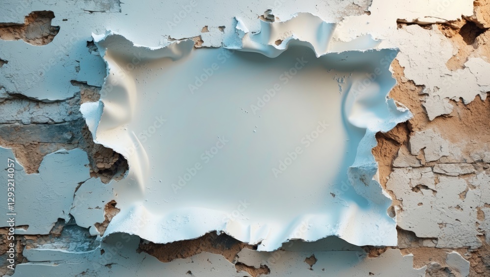 Poster torn wallpaper texture with blank center for copy space on a weathered background suitable for desig