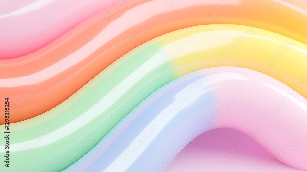 Poster soft pastel waves of color flowing smoothly creating a serene and calming abstract background design