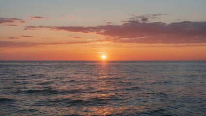 Obraz premium Tranquil Sunset Over the Calm Sea with Space for Text Overlay in a Serene Coastal Landscape