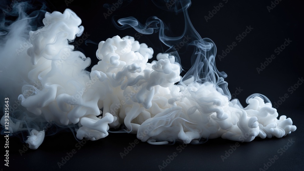 Poster white smoke swirling gracefully on a dark background creating an artistic and abstract atmosphere fo