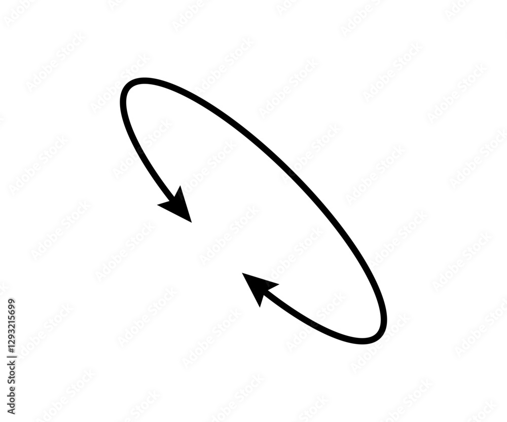 Canvas Prints oval circle double arrow icon. ellipse orbit line arrow symbol. oval circumference sign. vector illu