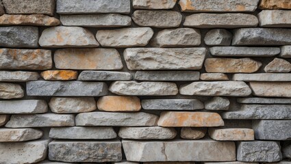 Fototapeta premium Stone Wall Texture with Varied Colors and Shapes for Architectural and Design Applications. Ideal for Backgrounds and Surface Design Projects.