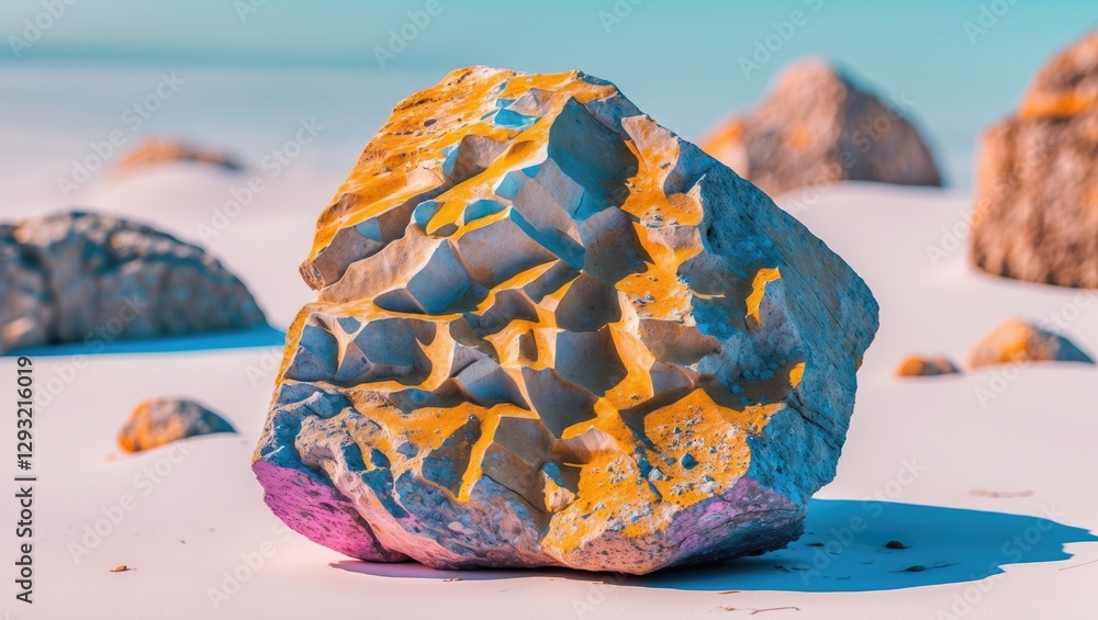 Poster colorful abstract stone formation on a light background showcasing unique textures and patterns in n
