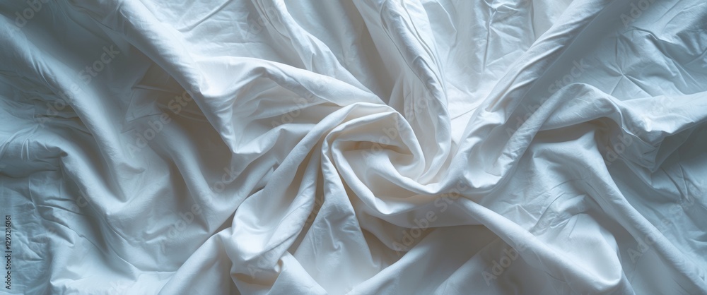 Poster soft white crumpled fabric texture creating an elegant and tranquil background for design and photog