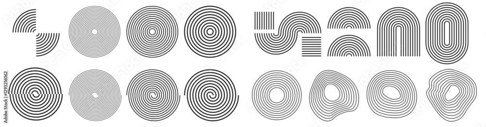 Aufkleber abstract lines strokes stripes retro graphic design elements collection vector in minimalist simple 