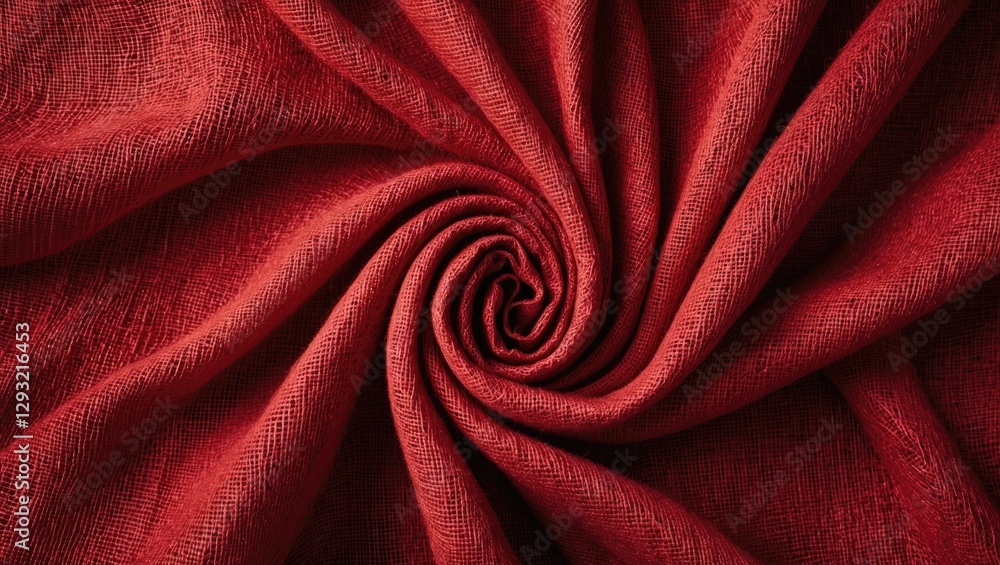 Poster red textured fabric background with spiral pattern ideal for textile design or artistic projects. hi