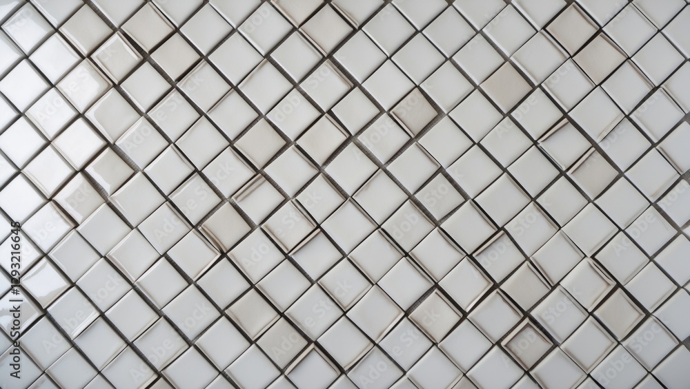 Poster textured white tiles arranged in a diagonal striped pattern creating a modern and sophisticated back