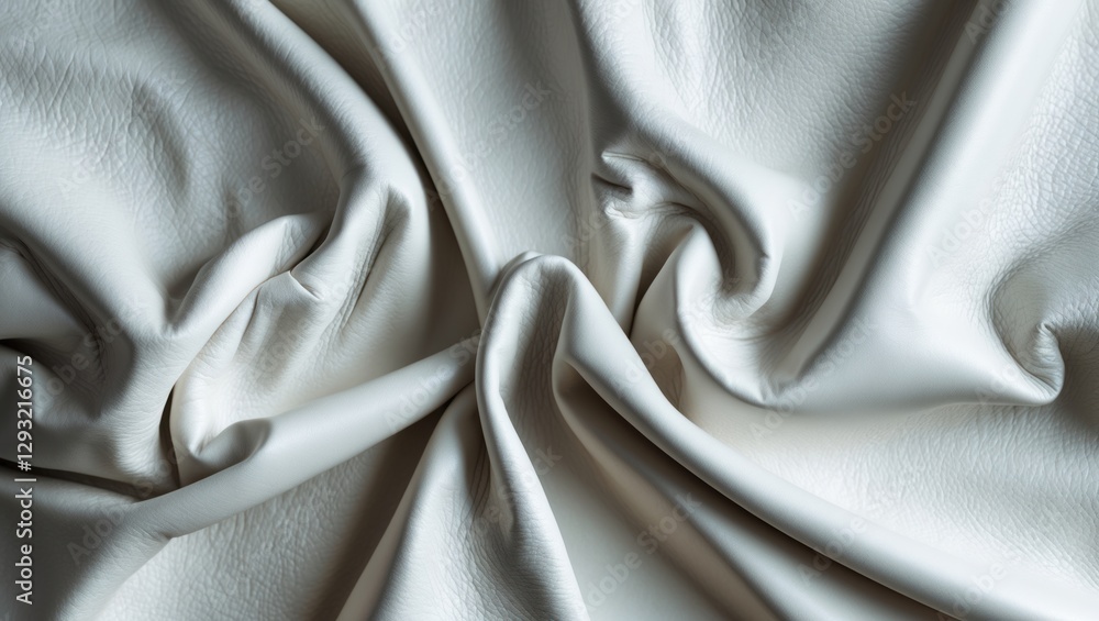 Poster crumpled white leather texture with folds creating a sophisticated fabric background ideal for wallp