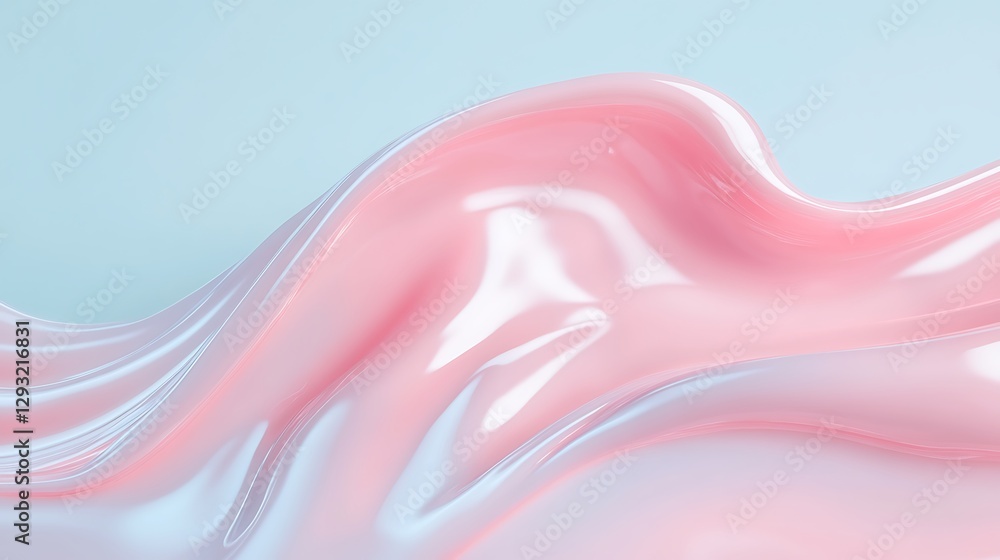 Poster soft pink and blue abstract flowing waves in smooth textured surface for modern design or background