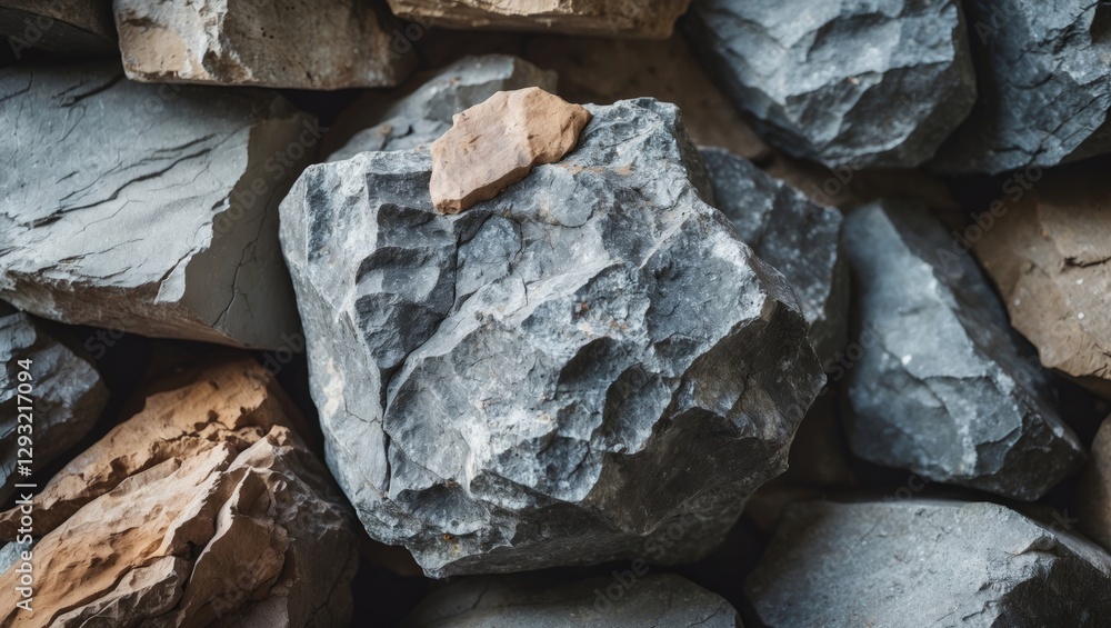 Poster various textured rocks for use as natural materials or backgrounds in design and construction projec