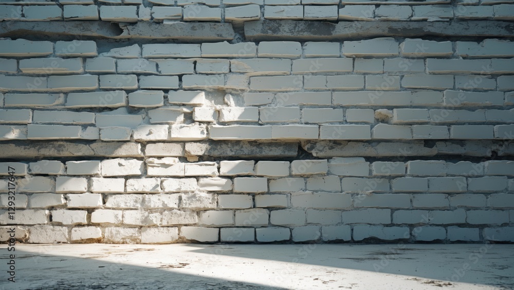 Canvas Prints grungy white brick wall texture with uneven surface ideal for backgrounds and artistic designs.
