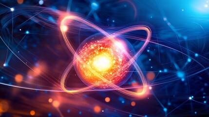 Obraz premium Glowing atomic particles reveal the intricate beauty of fundamental physics.