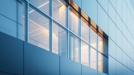 Modern Office Building Facade with Windows